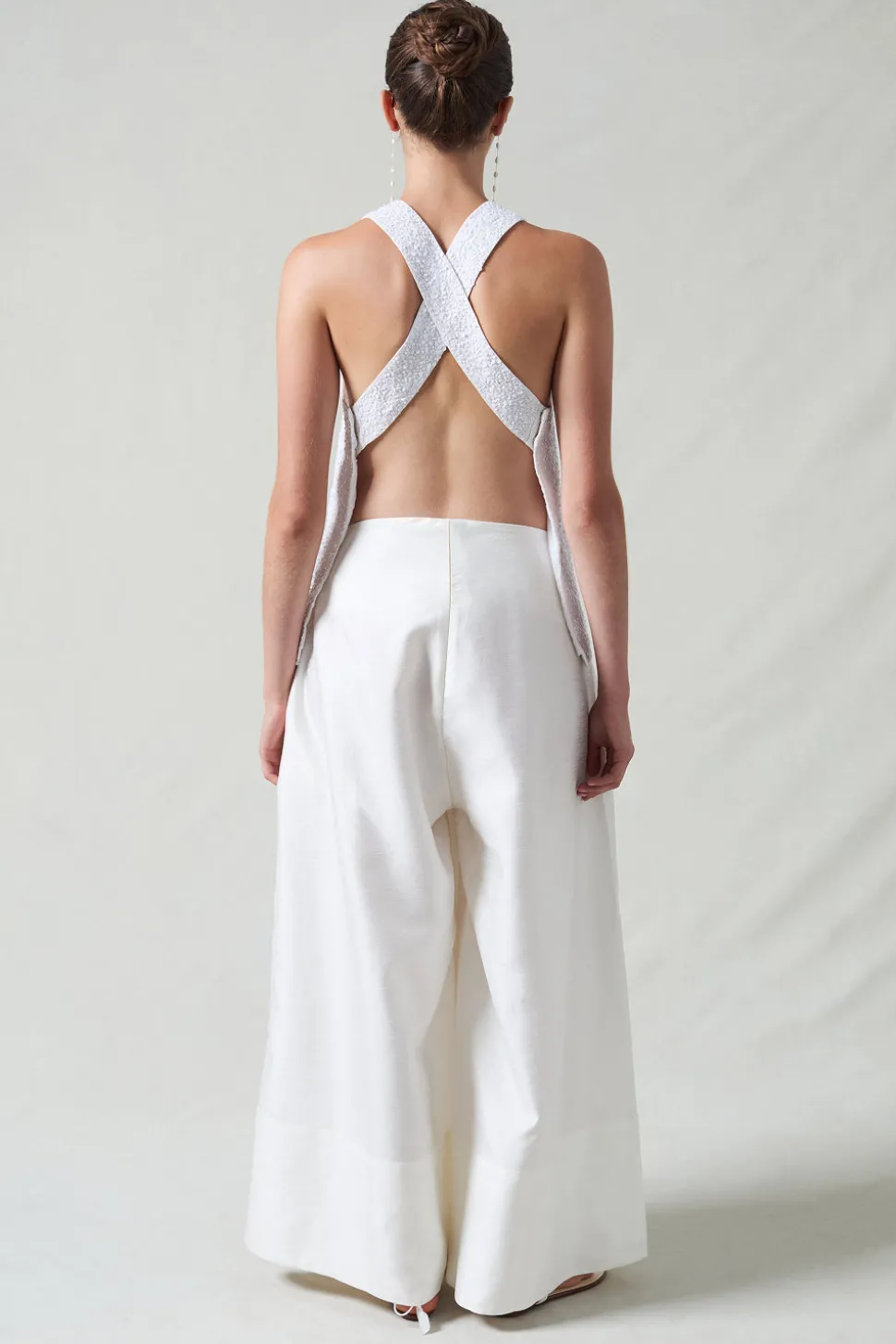 Sequin Apron Top White