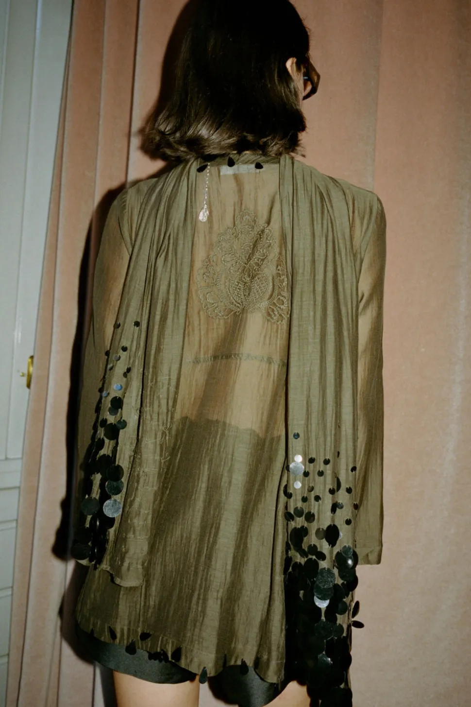 Sequin Cotton Silk Scarf Earth