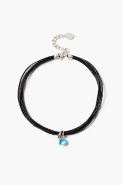 Serpentine Cord Necklace Blue Topaz