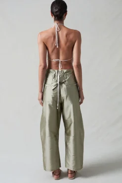 Shell Button Backless Halter Top Natural