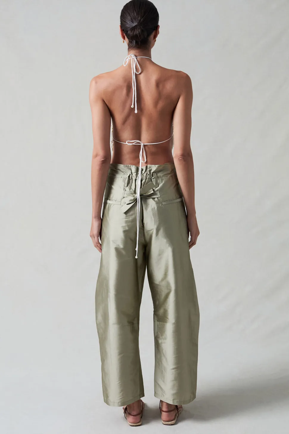 Shell Button Backless Halter Top Natural