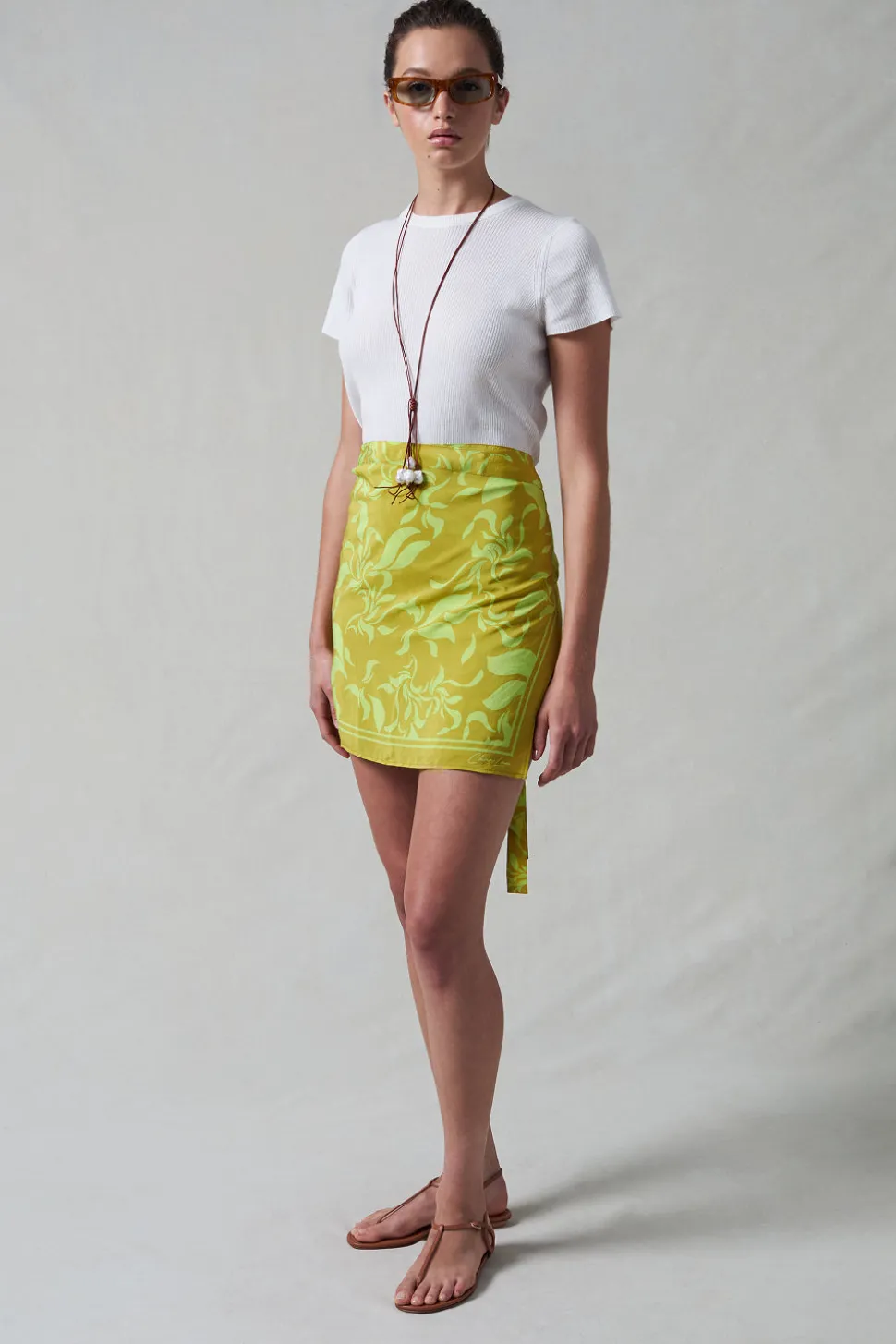 Silk Mini Wrap Skirt Soleil