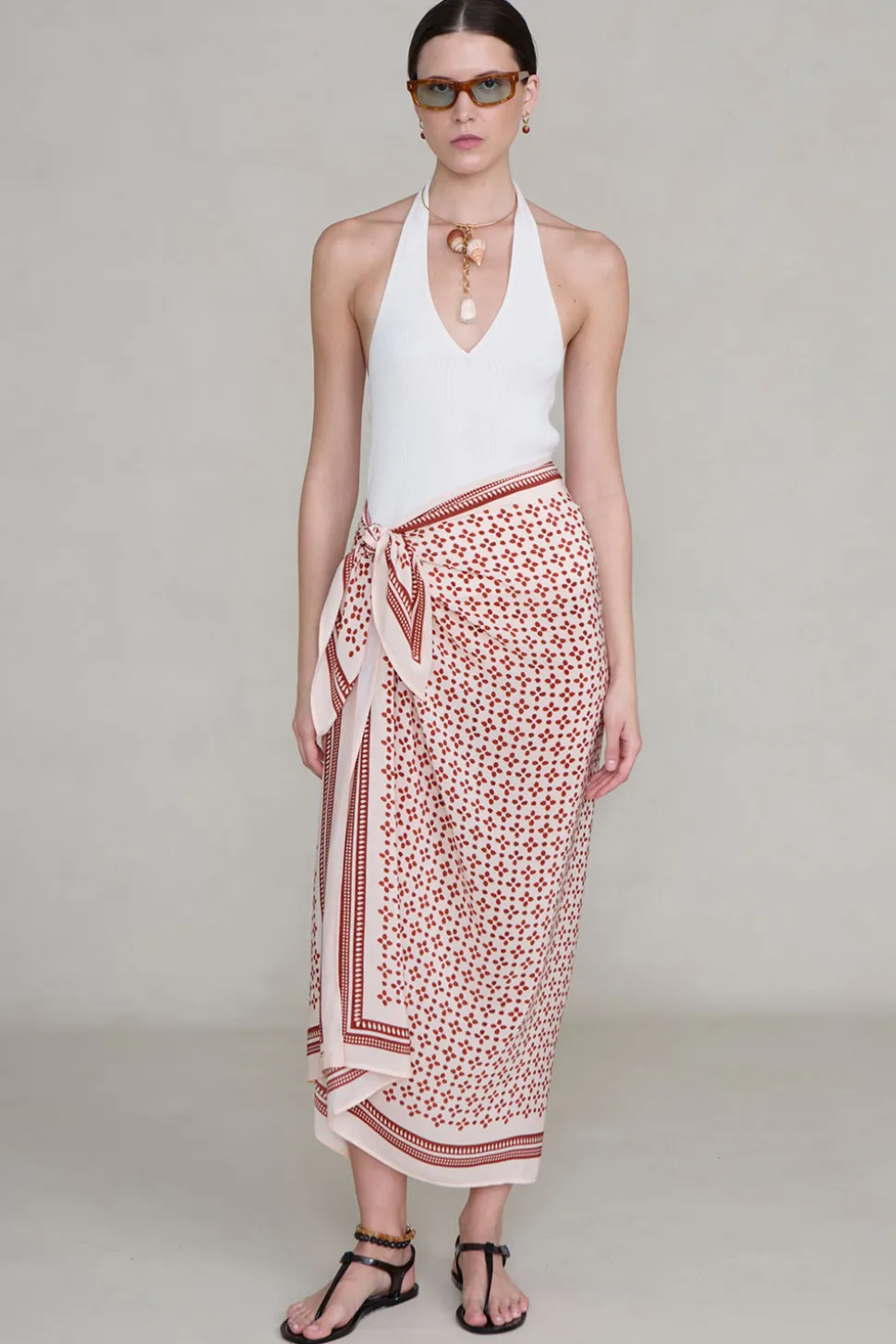 Silk Printed Sarong Pink Sand