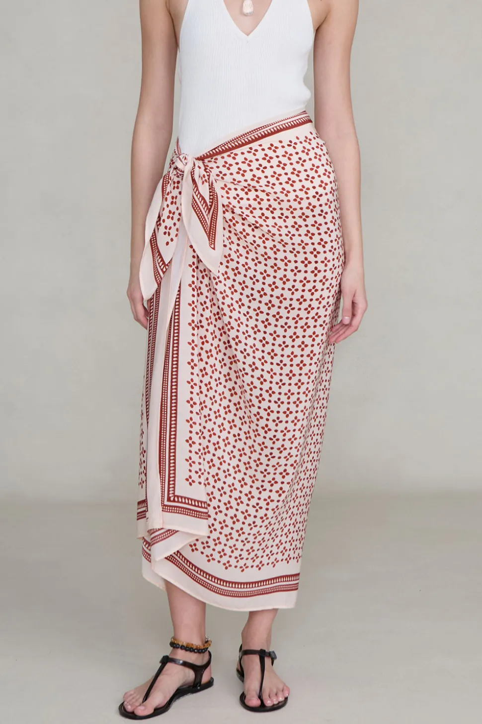 Silk Printed Sarong Pink Sand