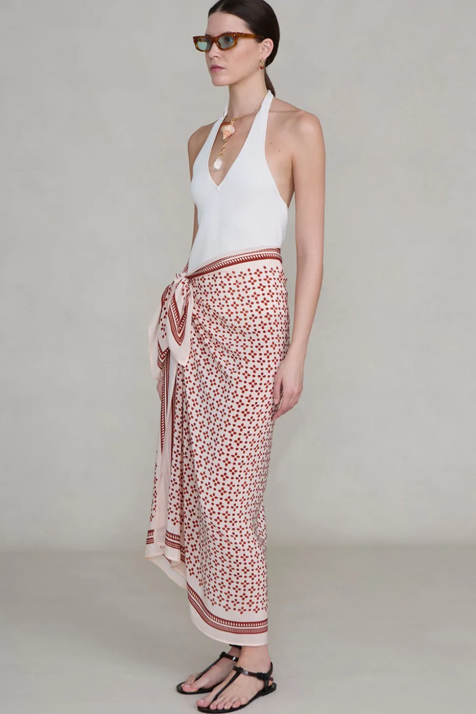 Silk Printed Sarong Pink Sand