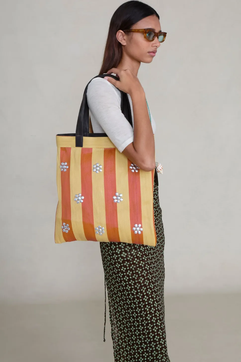 Striped Market Tote Bag Orange