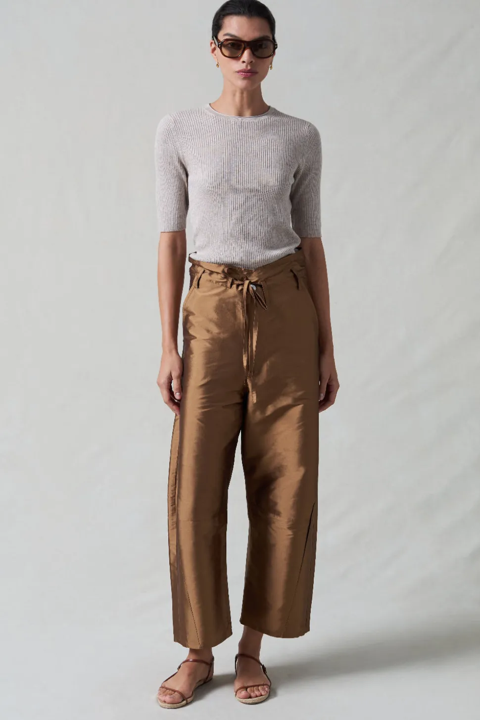 Techno Taffeta Barrel Pant Bronze