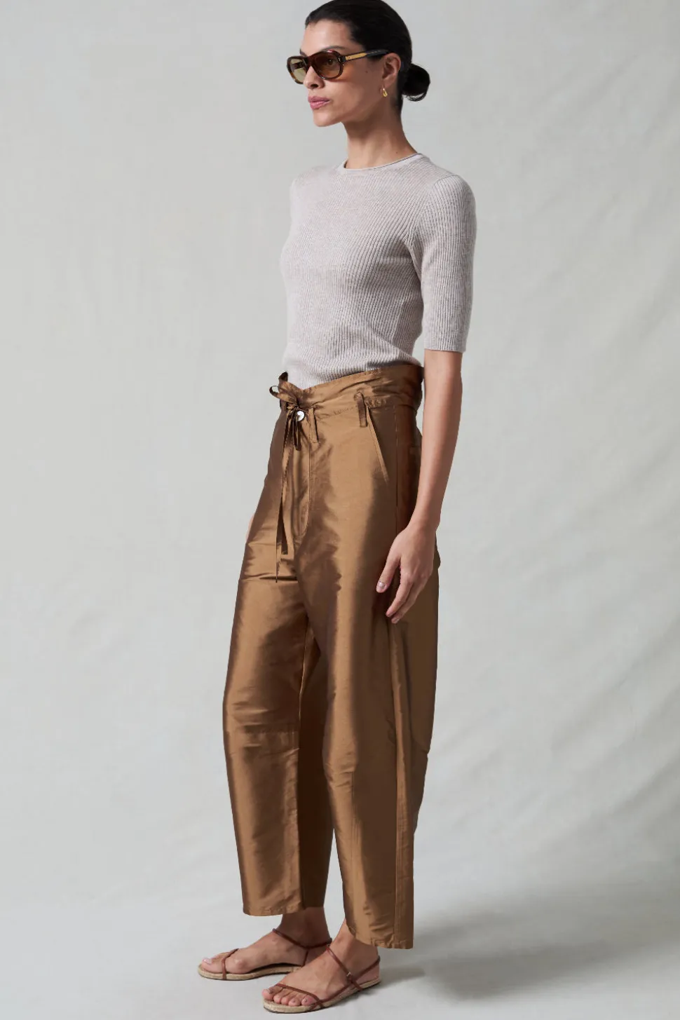 Techno Taffeta Barrel Pant Bronze