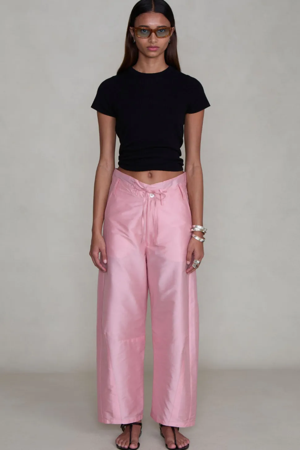 Techno Taffeta Barrel Pant Rose