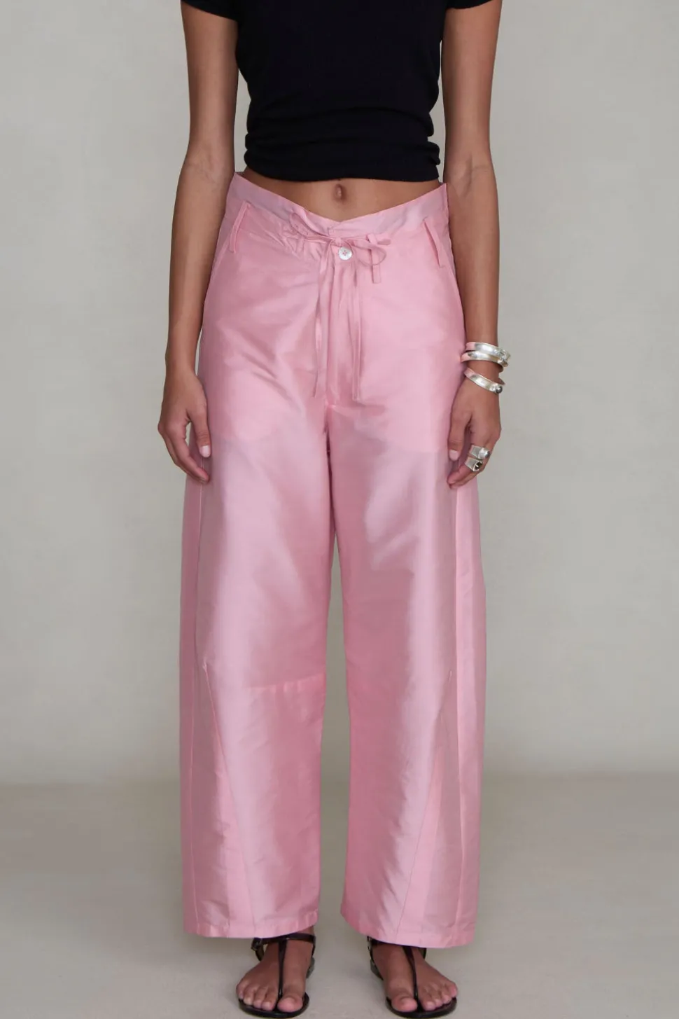 Techno Taffeta Barrel Pant Rose