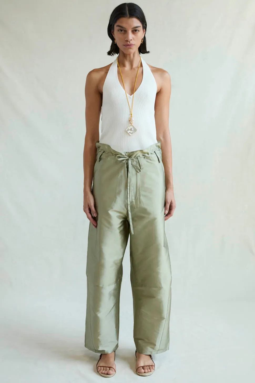 Techno Taffeta Barrel Pant Sage