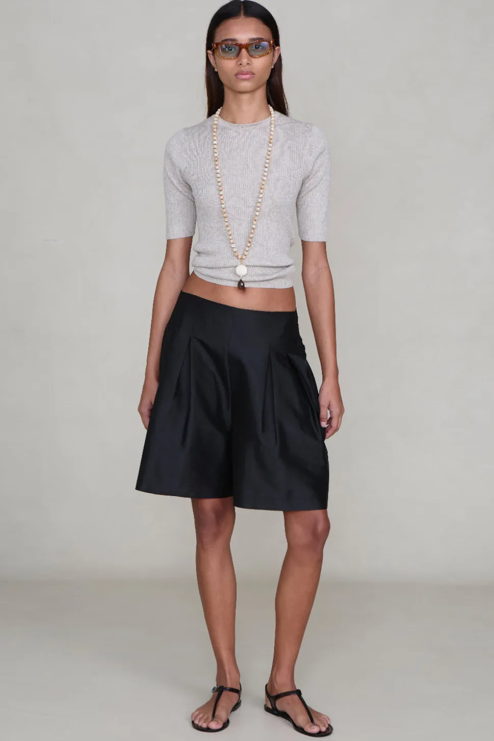 Techno Taffeta Long Shorts Black