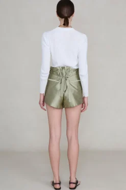 Techno Taffeta Shorts Sage