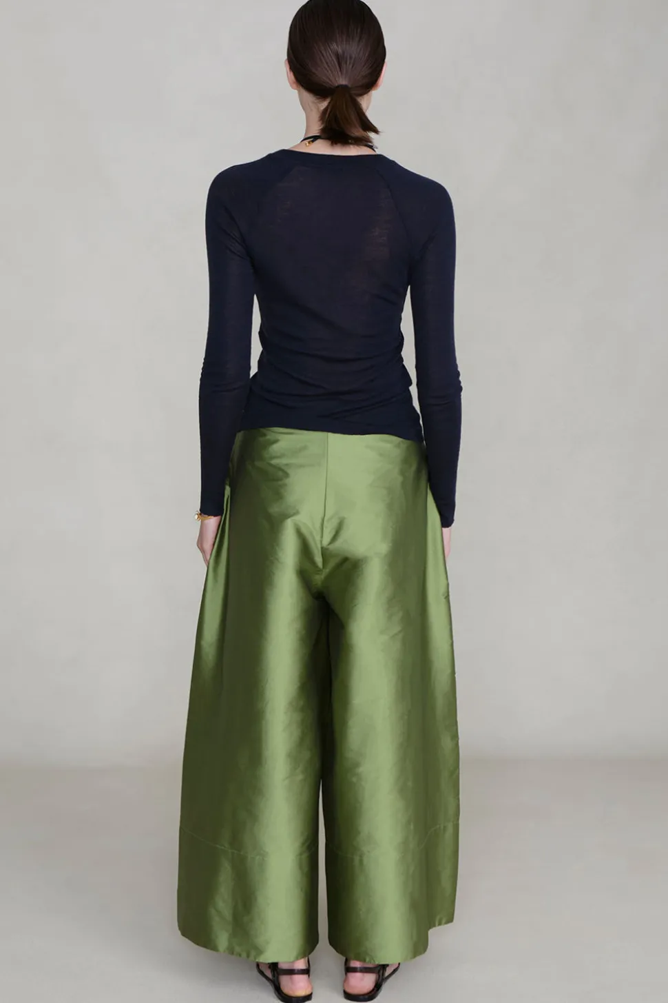 Techno Taffeta Ultra Wide Leg Trouser Tulip Stem