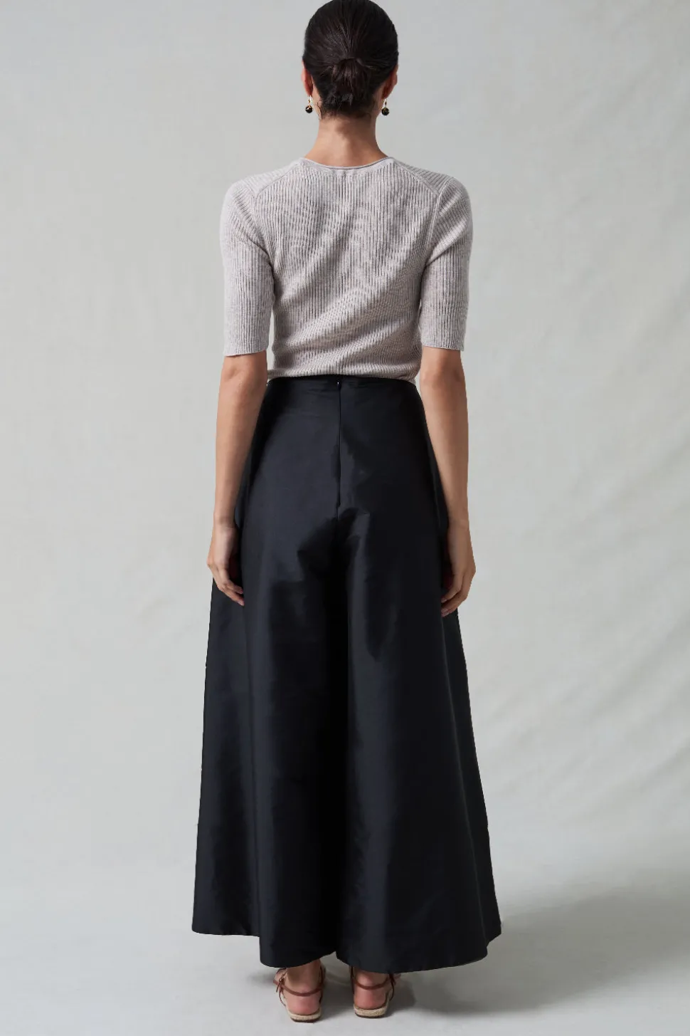 Techno Taffeta Ultra Wide Leg Trouser Black