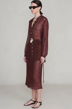 Tethered Button Up Shirt Plum