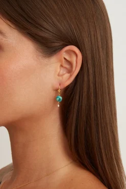 Turquoise and Pearl Drop Earrings