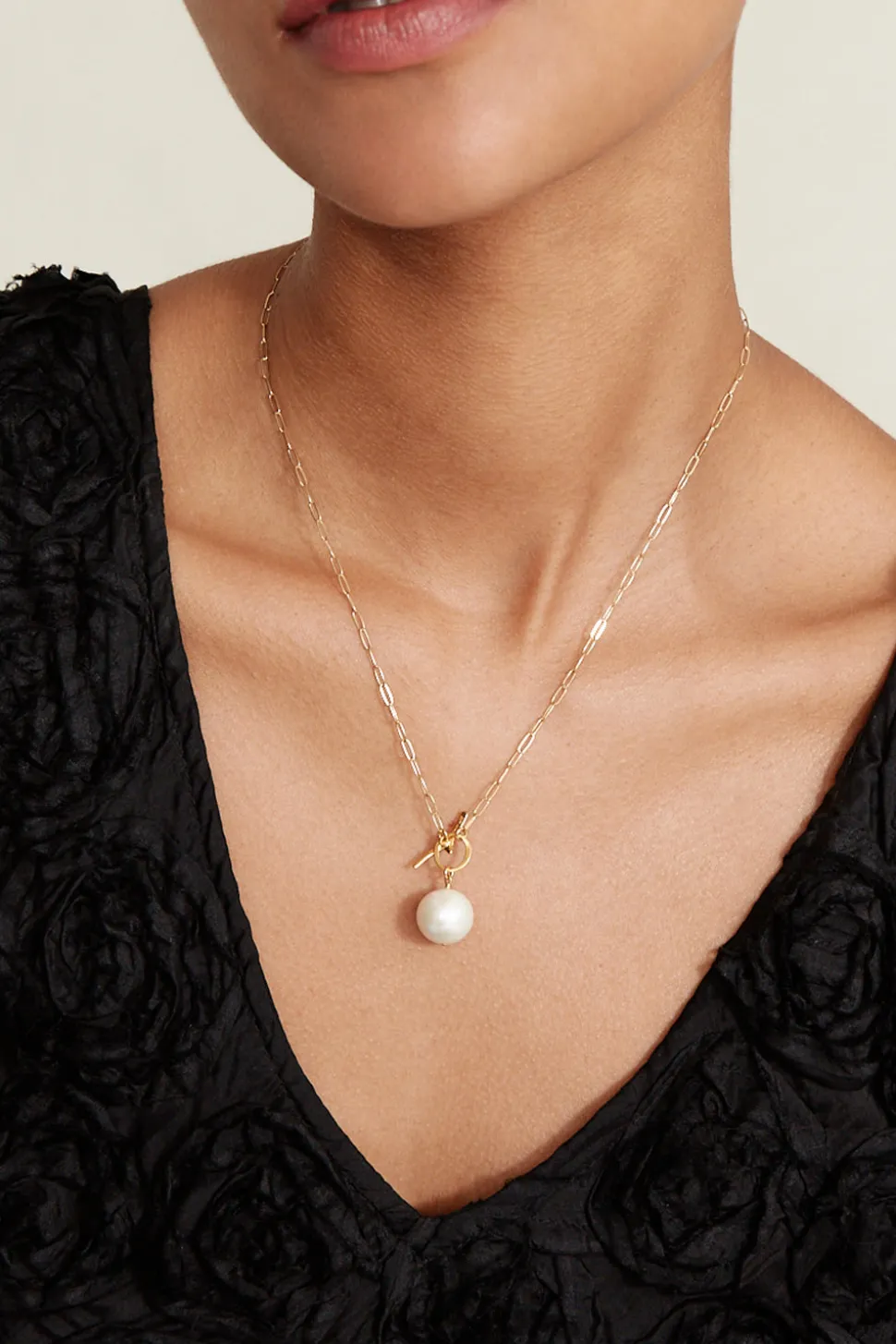 White Freshwater Pearl Toggle Necklace