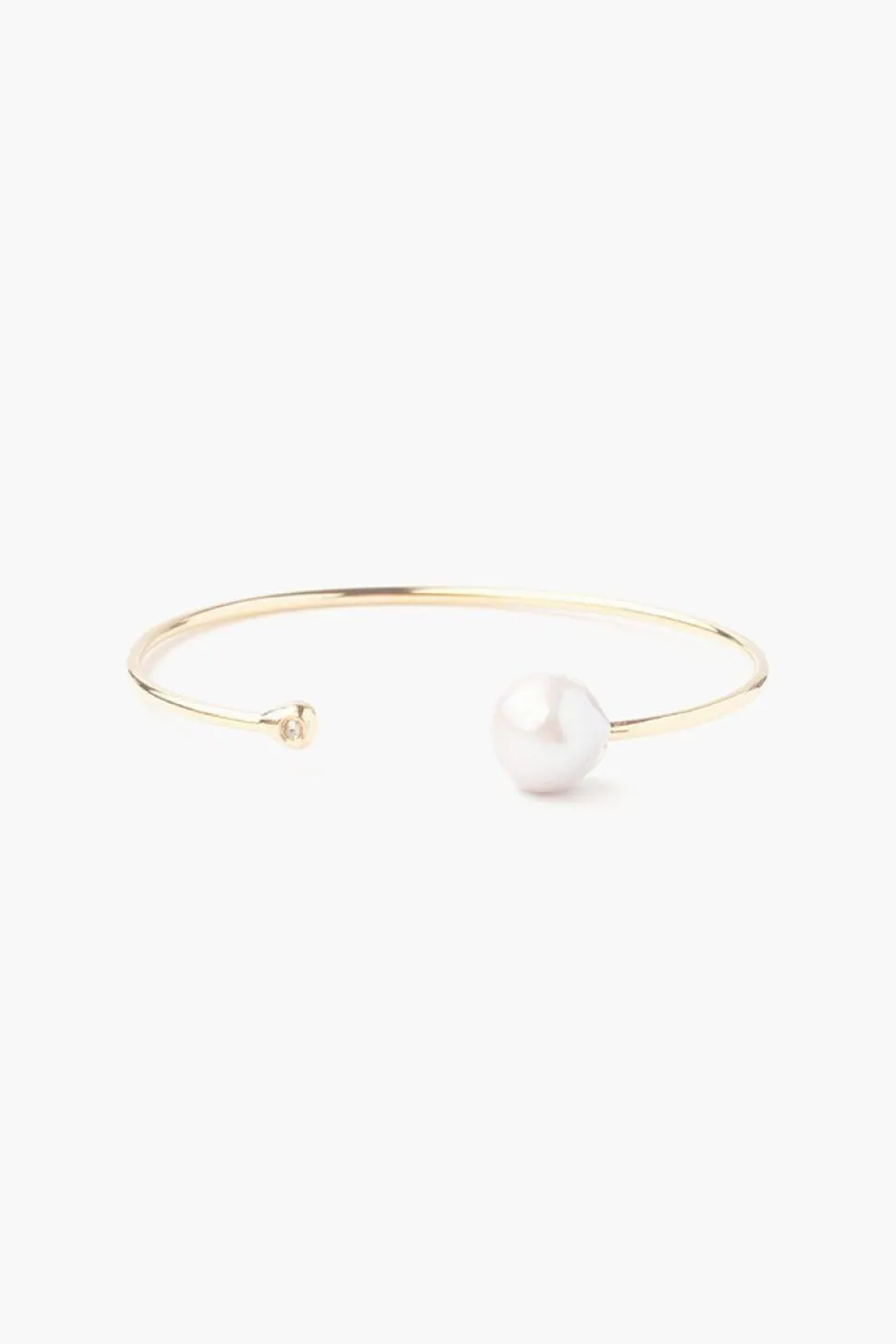 White Pearl and Gold Diamond Cuff