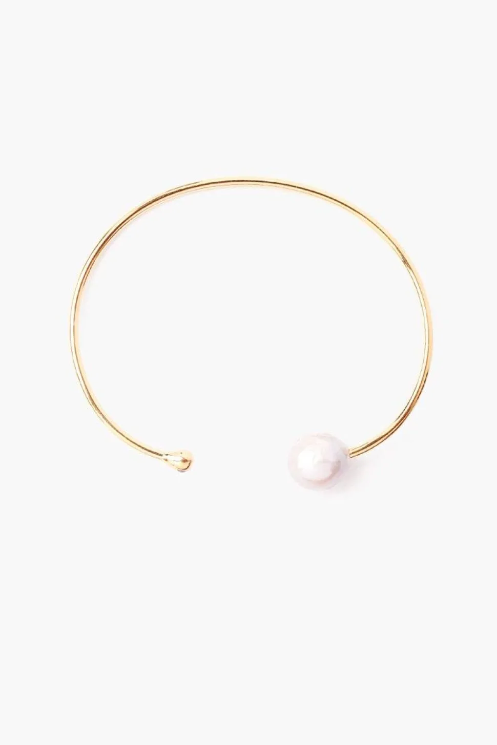 White Pearl and Gold Diamond Cuff