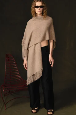 Wool Cashmere Knit Cape Sand