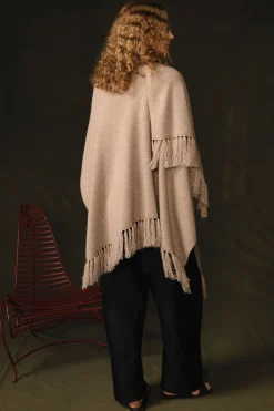 Wool Cashmere Knit Cape Sand
